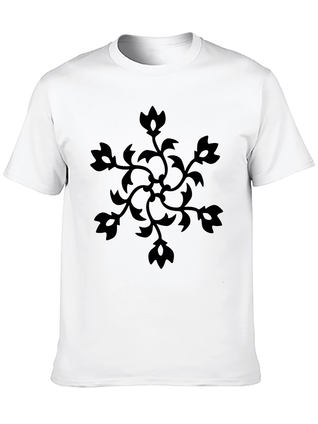 Floral Vine Graphic Print Black T-Shirt