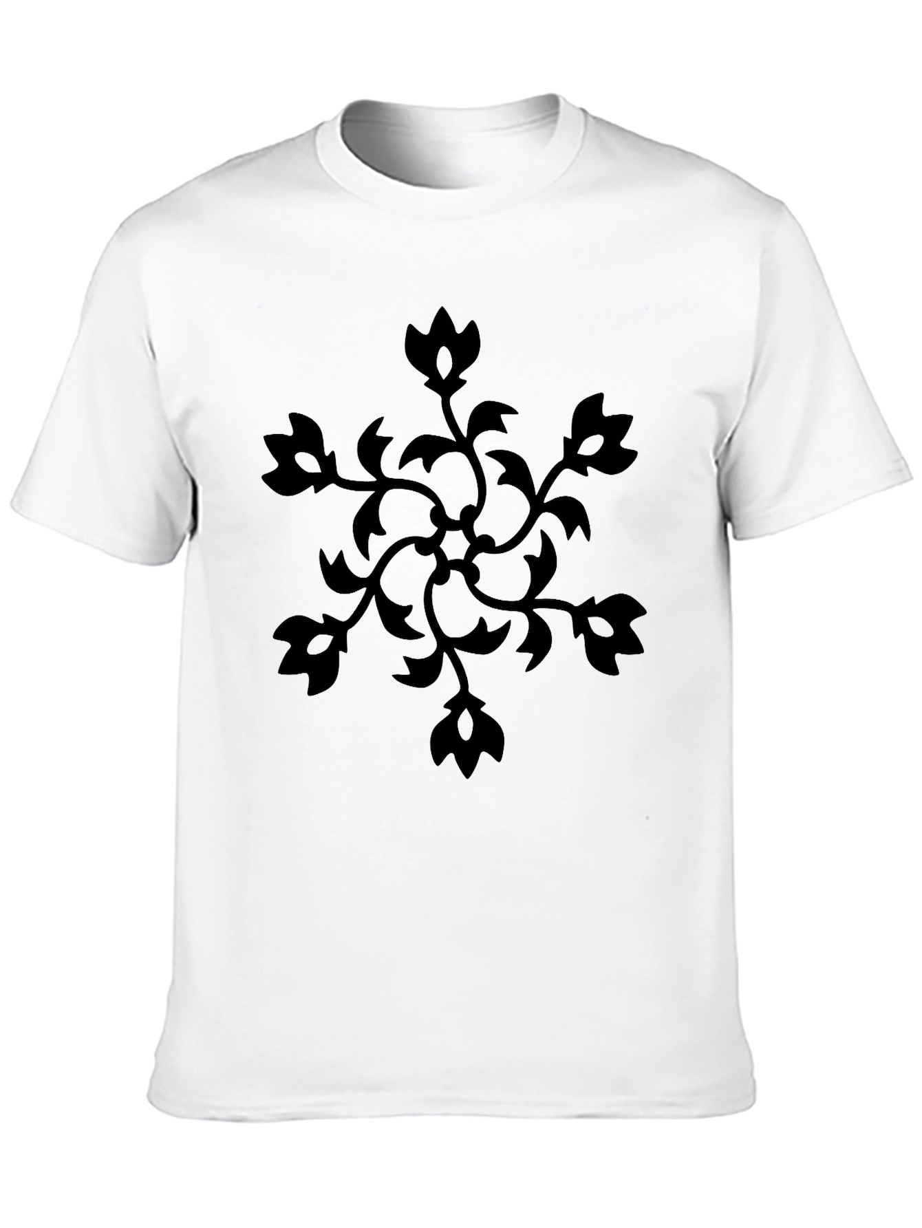 Floral Vine Graphic Print Black T-Shirt
