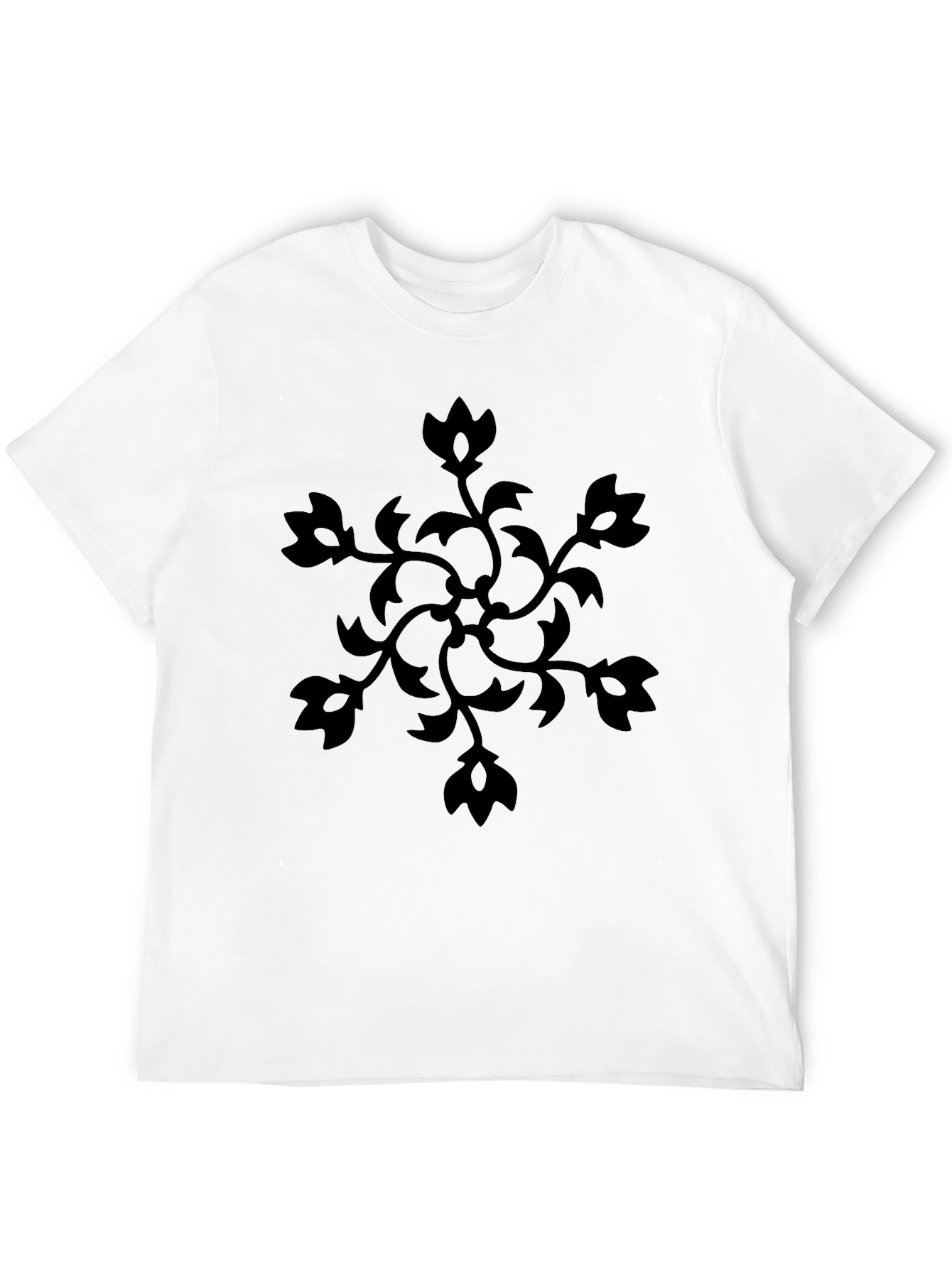 Floral Vine Graphic Print Black T-Shirt