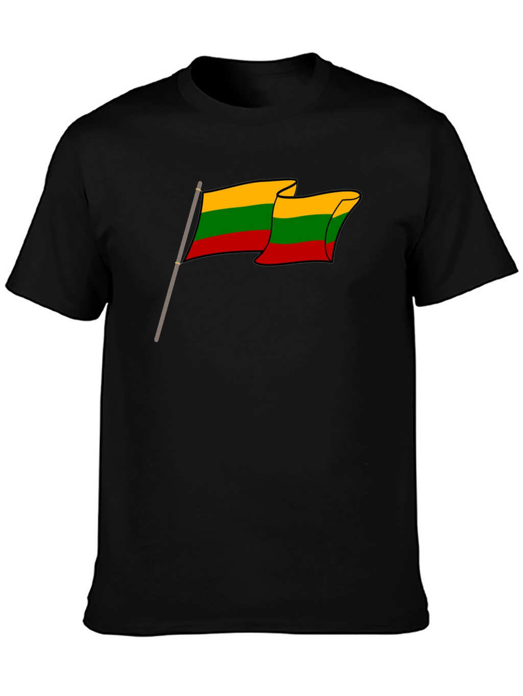 Lithuania Flag T-Shirt - Black Crew Neck Tee