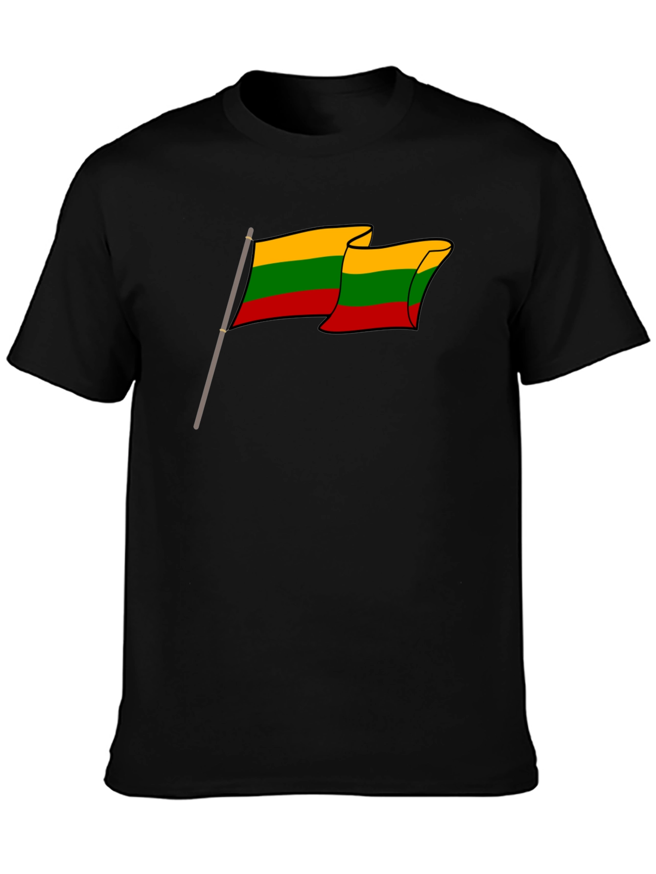 Lithuania Flag T-Shirt - Black Crew Neck Tee