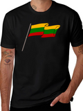 Lithuania Flag T-Shirt - Black Crew Neck Tee