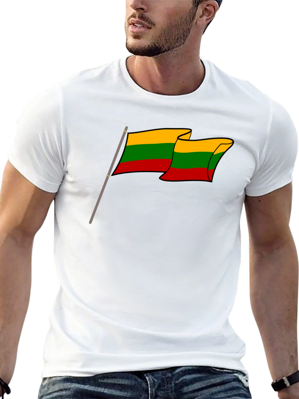 Lithuania Flag T-Shirt - Black Crew Neck Tee