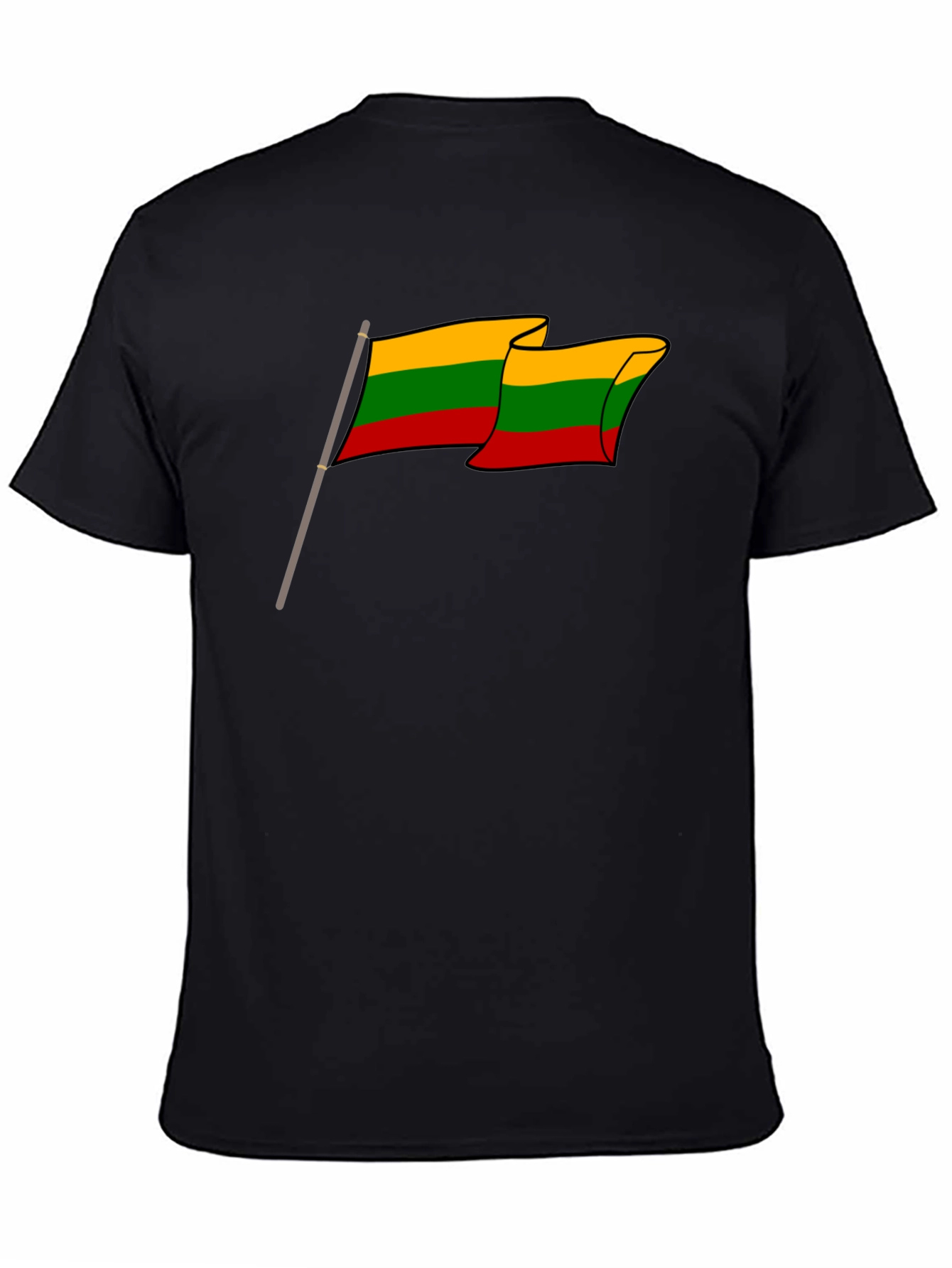 Lithuania Flag T-Shirt - Black Crew Neck Tee