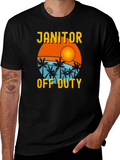 Janitor Off Duty T-Shirt - Beach Sunset Design