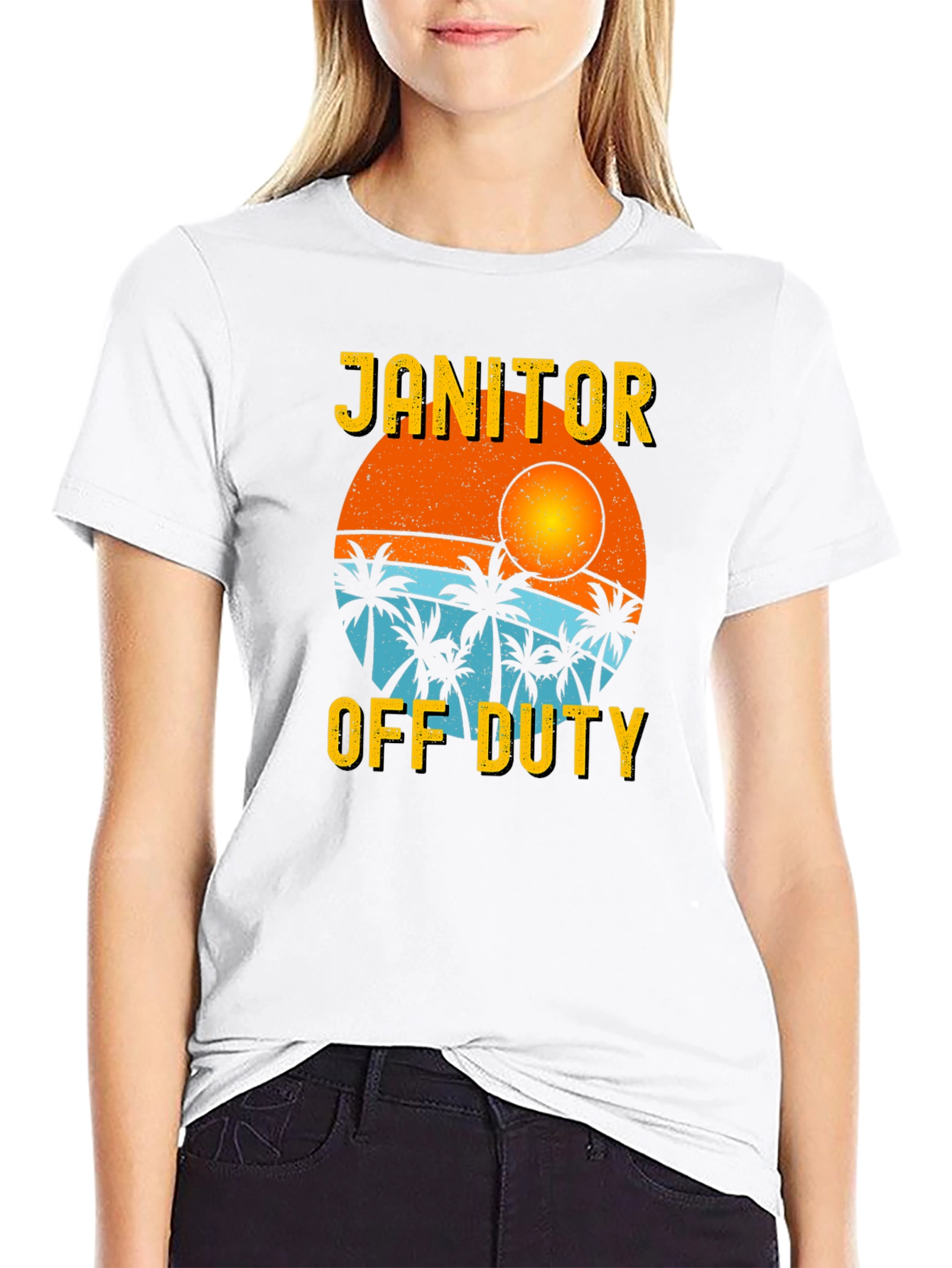 Janitor Off Duty T-Shirt - Beach Sunset Design