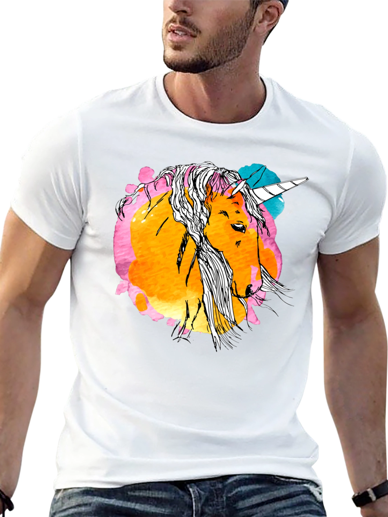 Unicorn Graphic Print Black T-Shirt