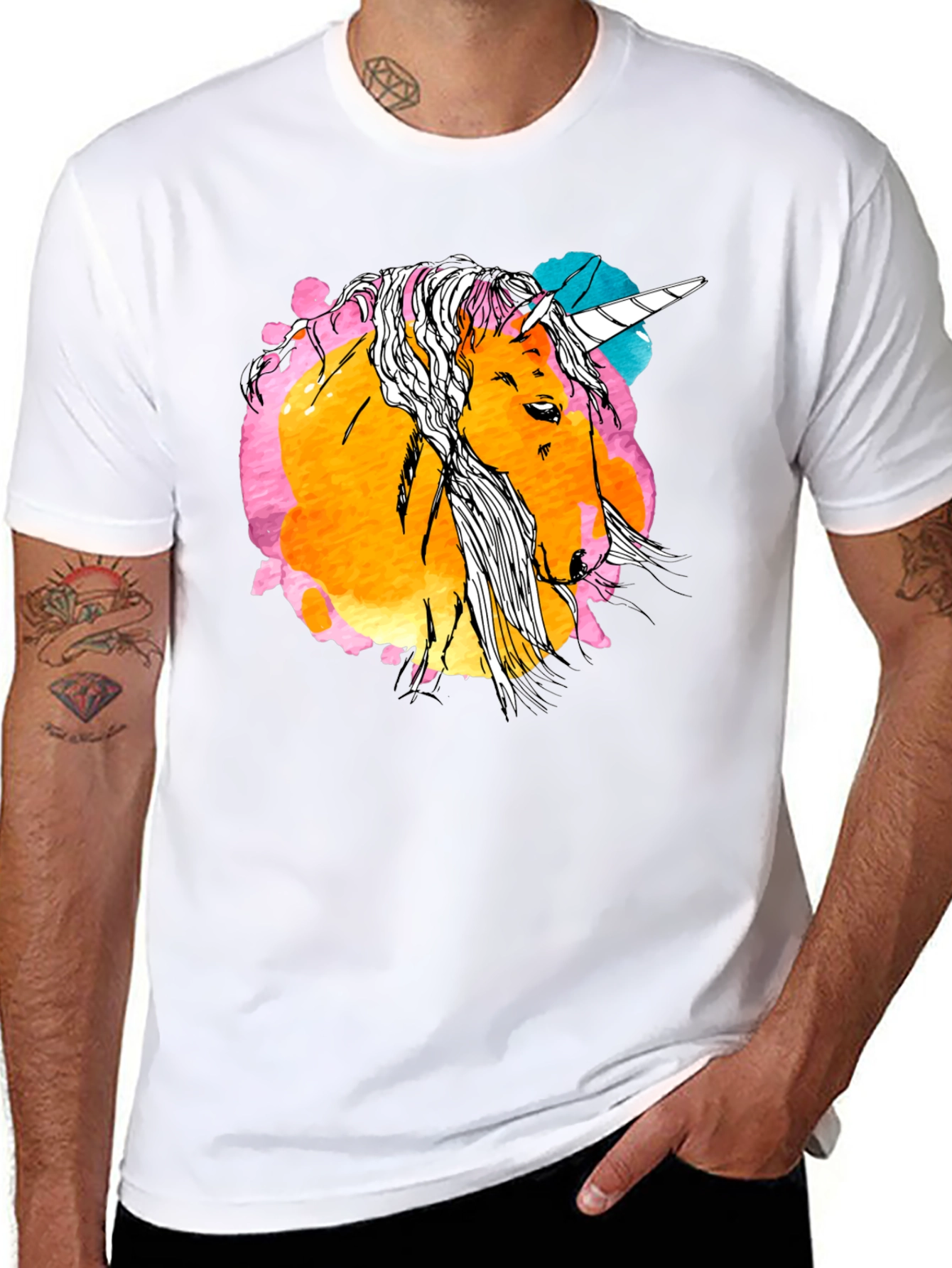 Unicorn Graphic Print Black T-Shirt
