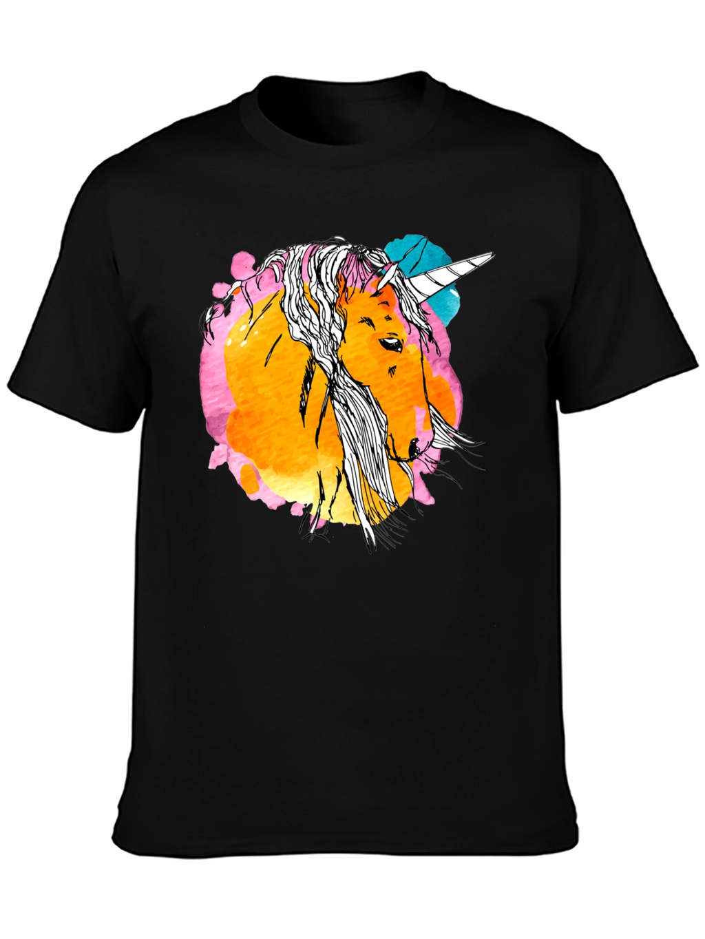 Unicorn Graphic Print Black T-Shirt