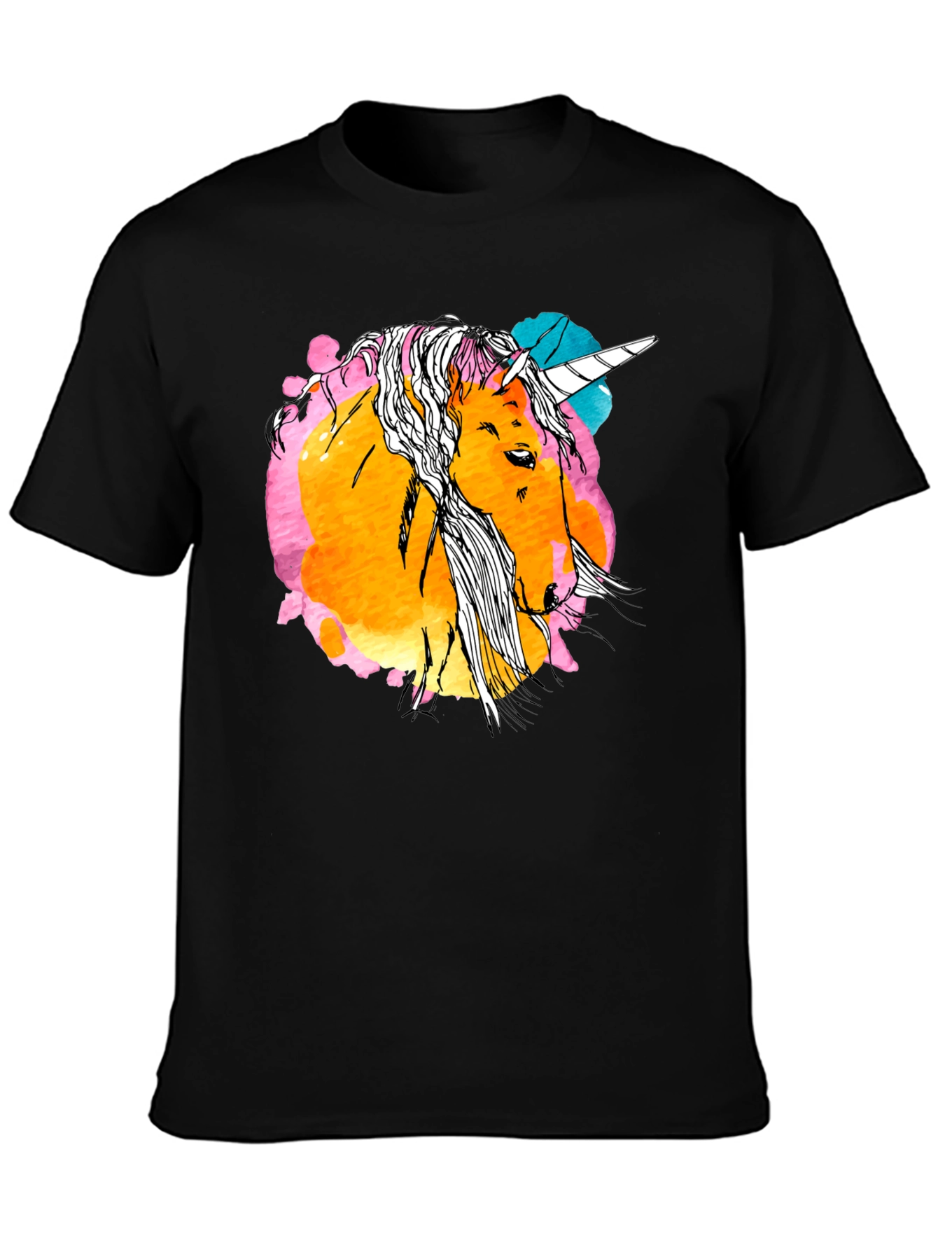 Unicorn Graphic Print Black T-Shirt