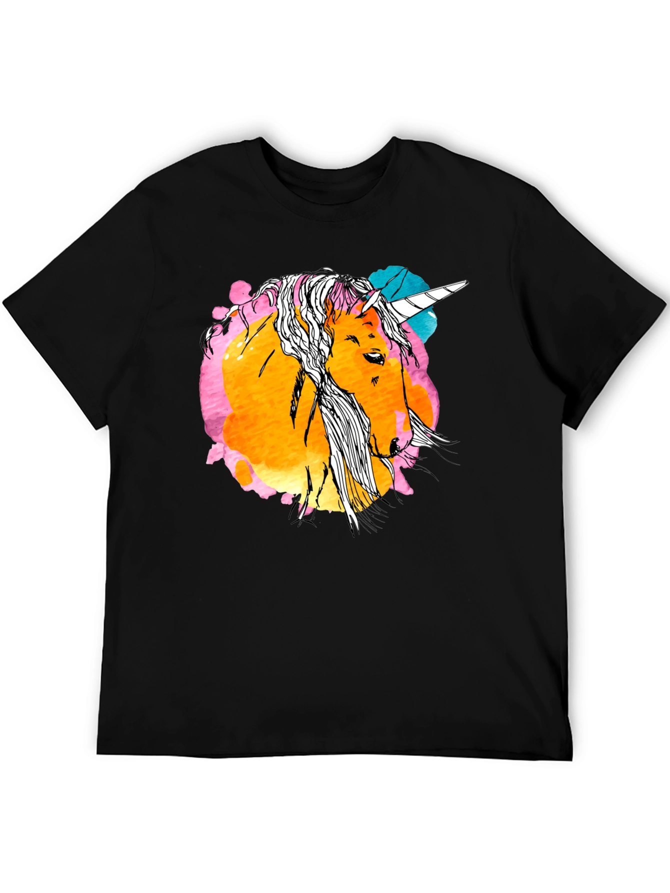 Unicorn Graphic Print Black T-Shirt