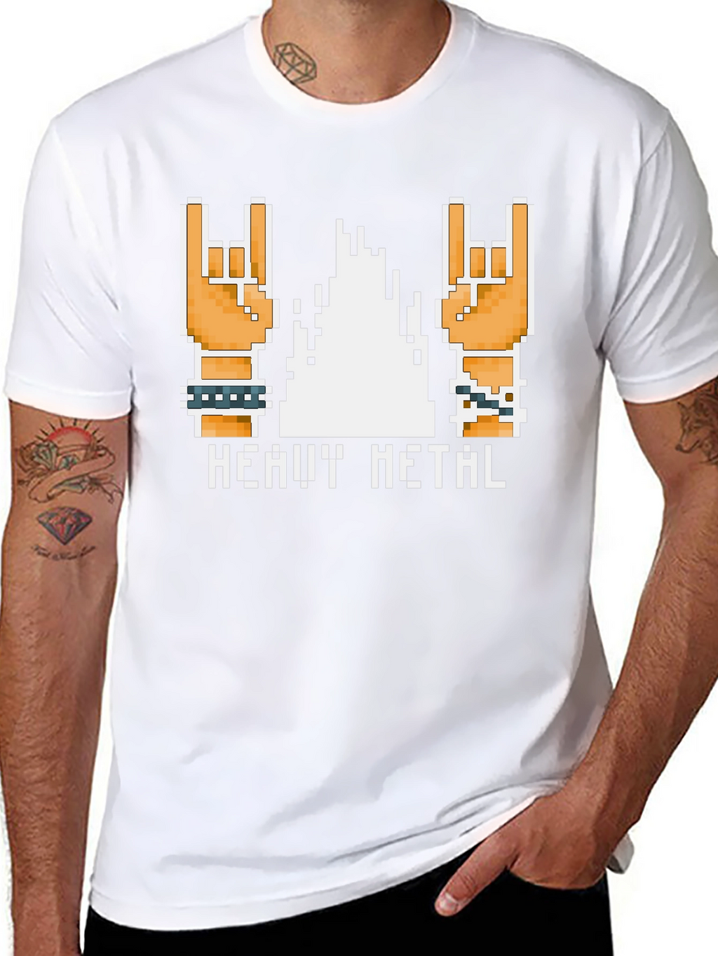 Heavy Metal Pixel Art T-Shirt - Rock On!