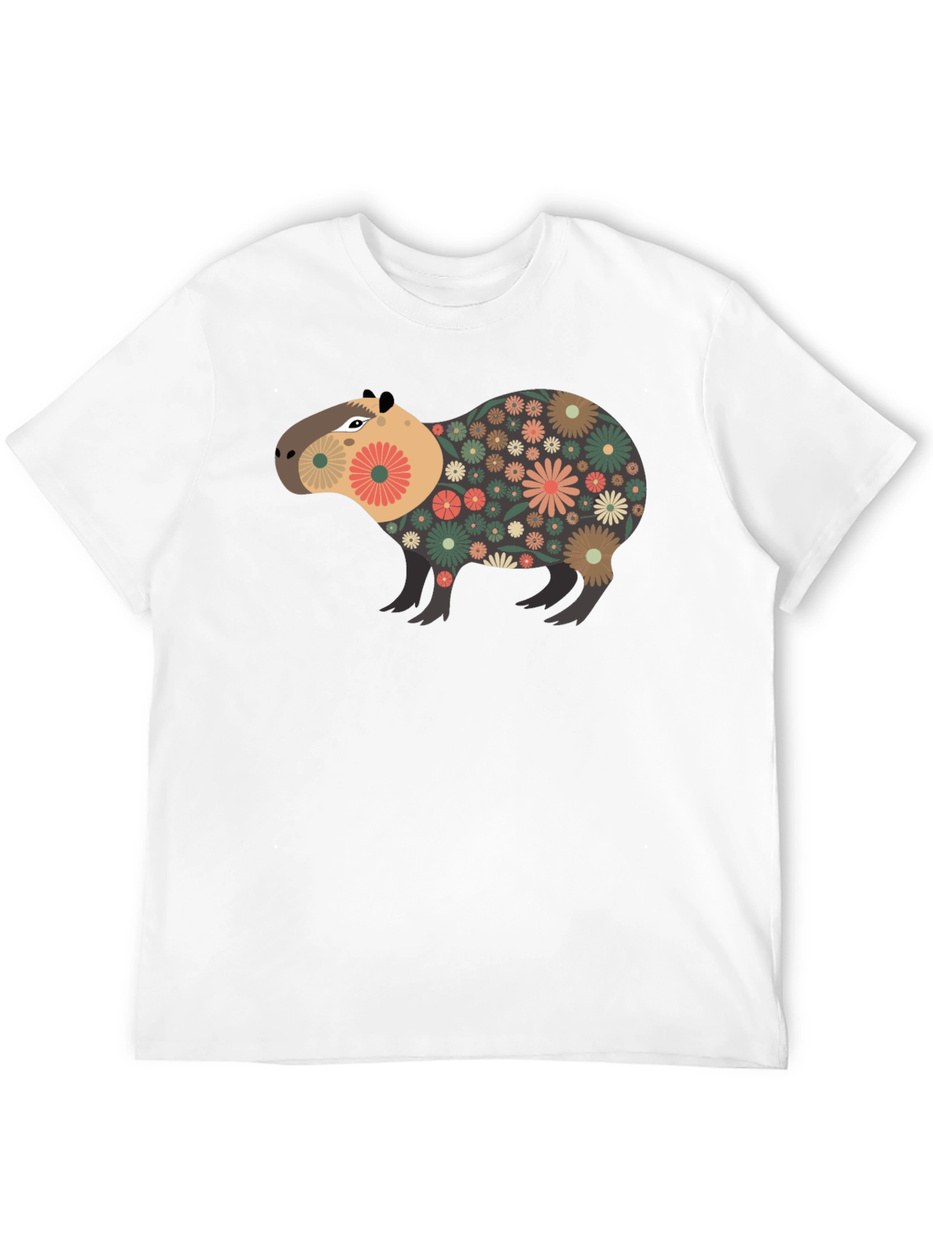 Floral Capybara Graphic Tee - Unique Design