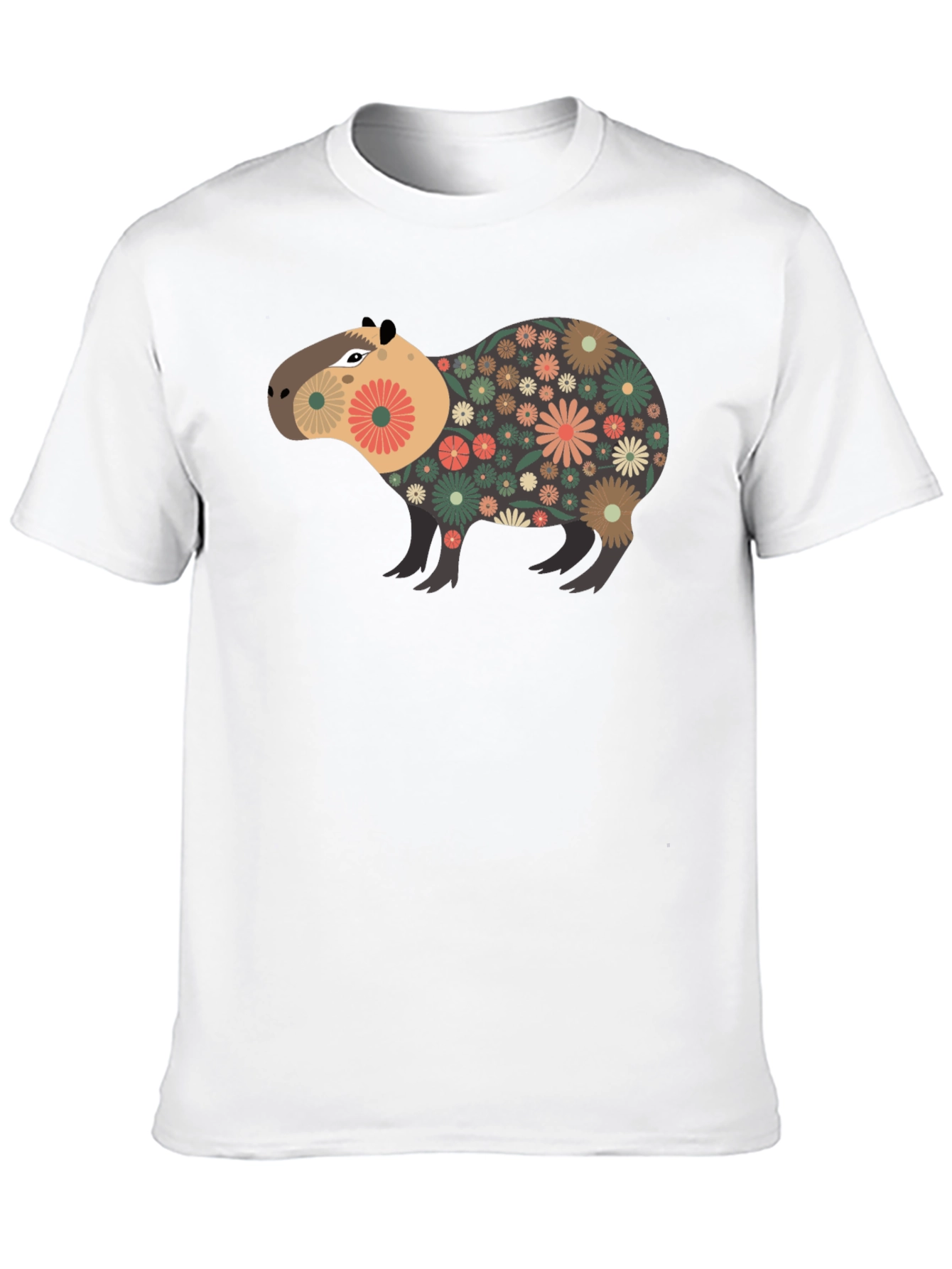 Floral Capybara Graphic Tee - Unique Design