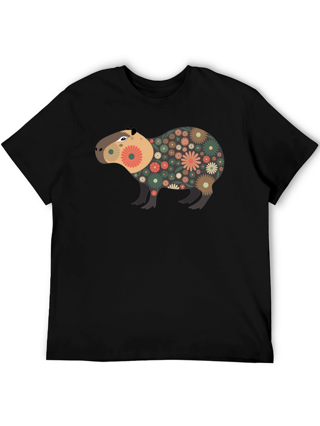 Floral Capybara Graphic Tee - Unique Design