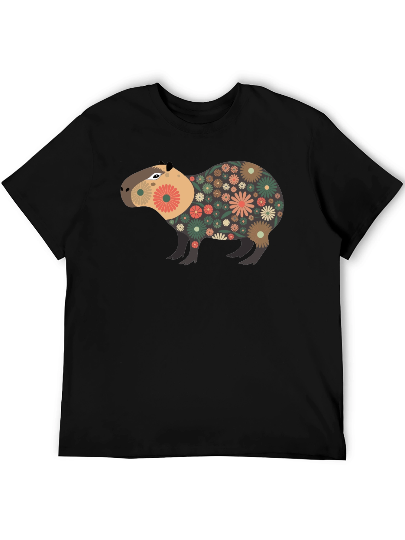 Floral Capybara Graphic Tee - Unique Design