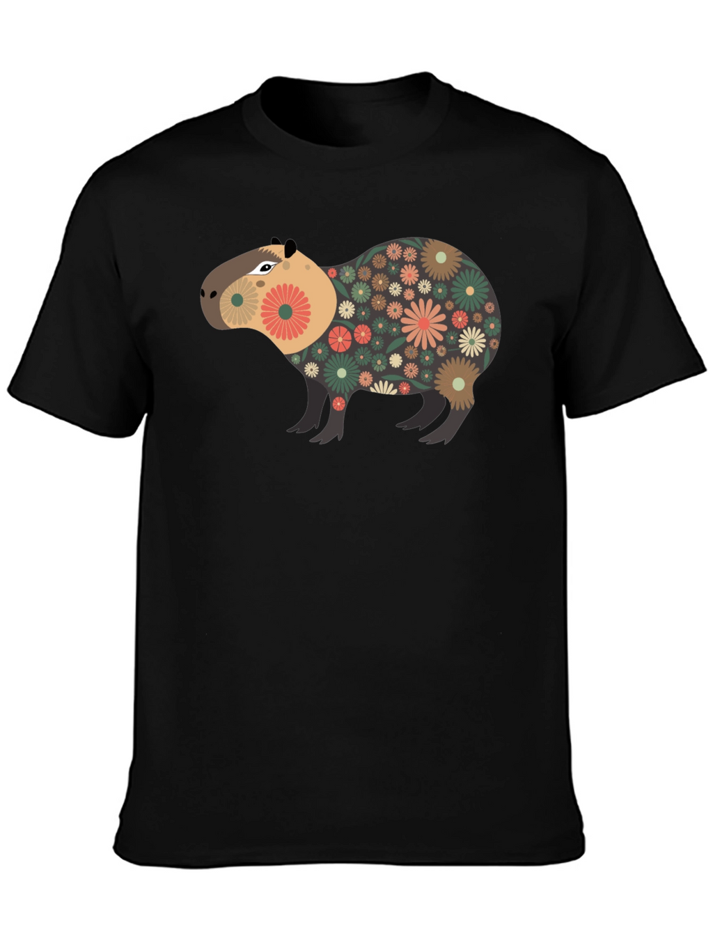 Floral Capybara Graphic Tee - Unique Design