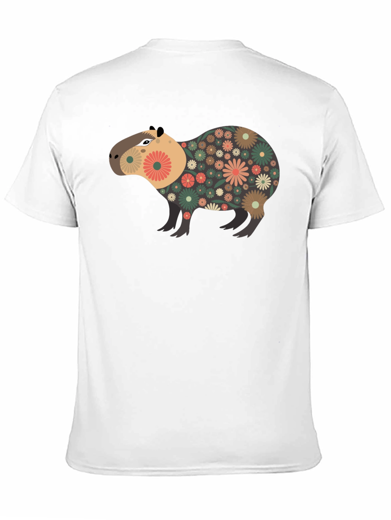 Floral Capybara Graphic Tee - Unique Design