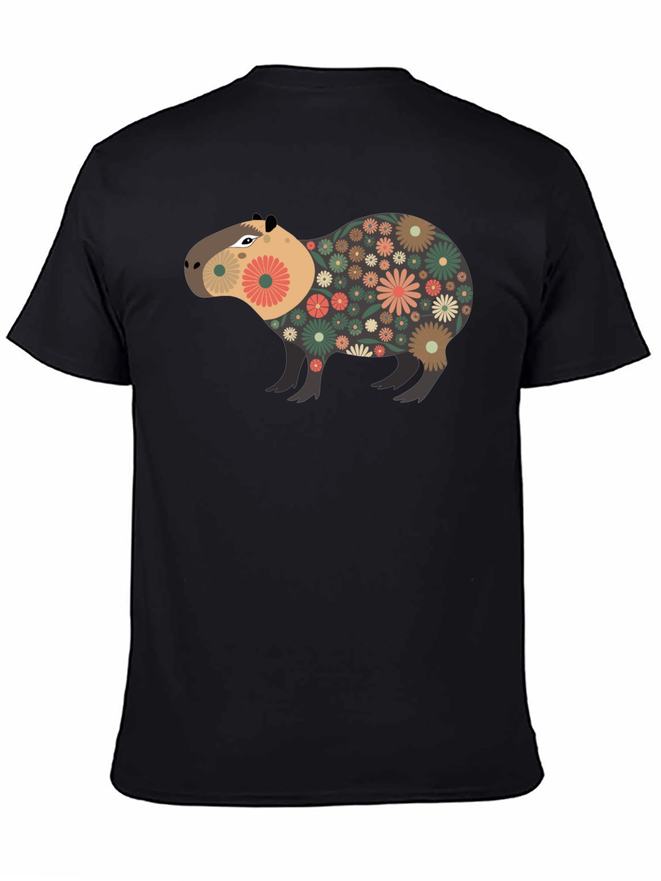 Floral Capybara Graphic Tee - Unique Design