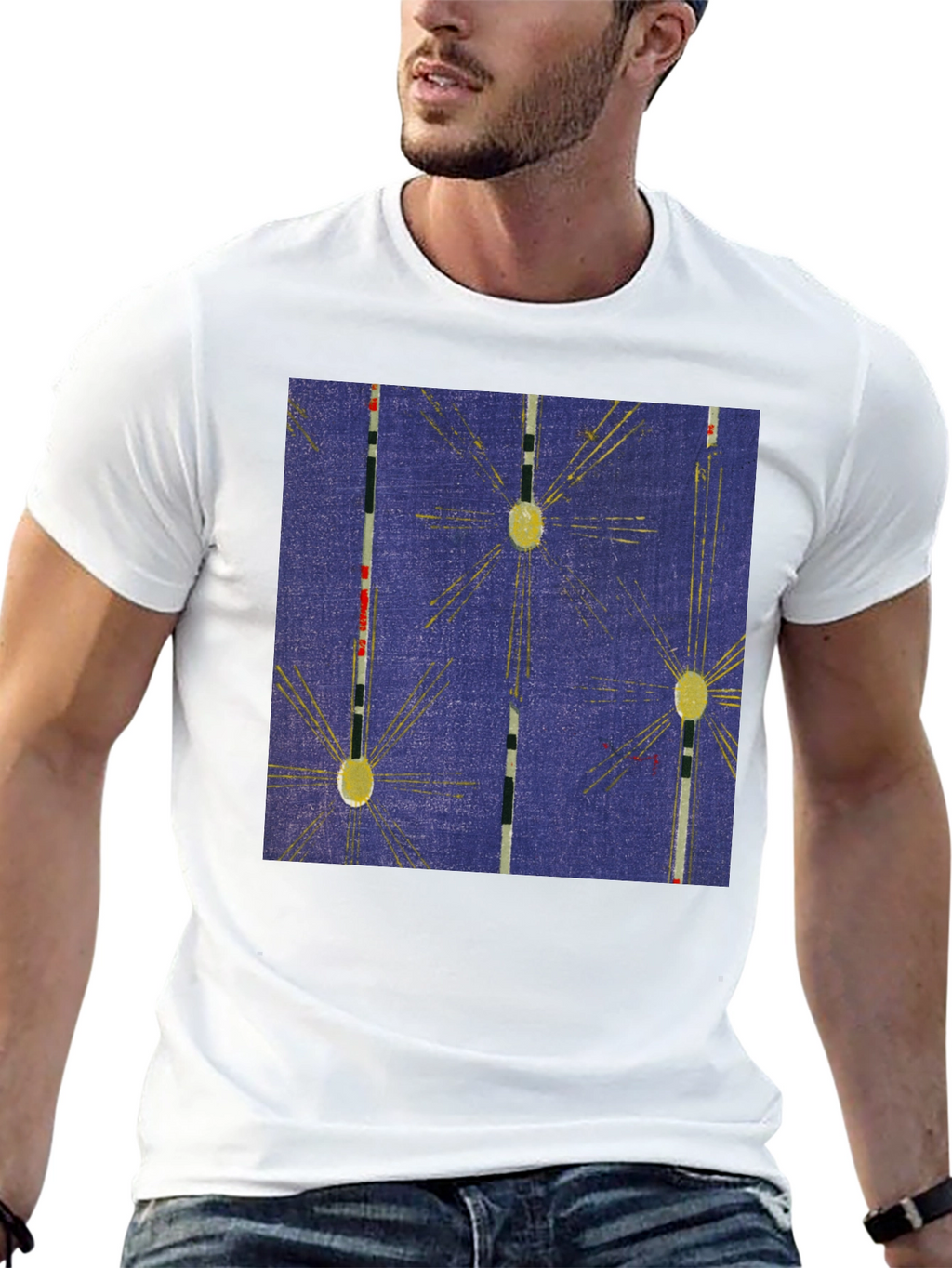 Retro Pattern Black Cotton T-Shirt