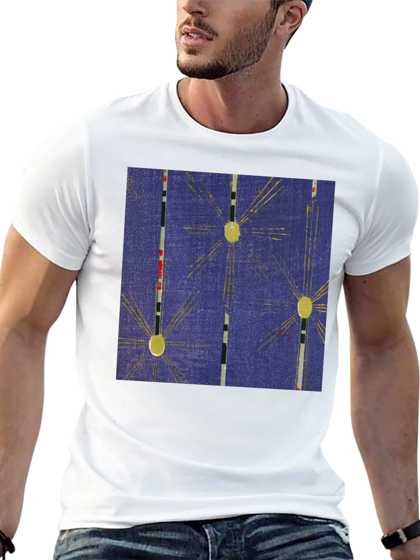 Retro Pattern Black Cotton T-Shirt