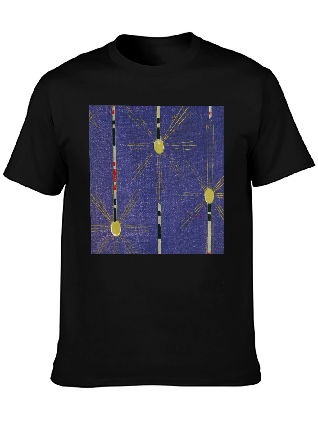 Retro Pattern Black Cotton T-Shirt