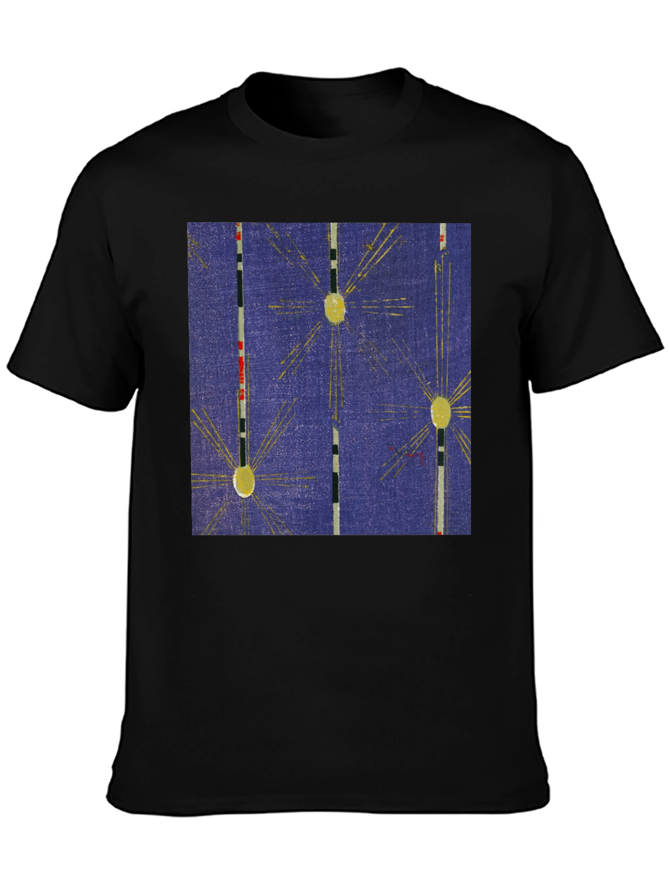 Retro Pattern Black Cotton T-Shirt
