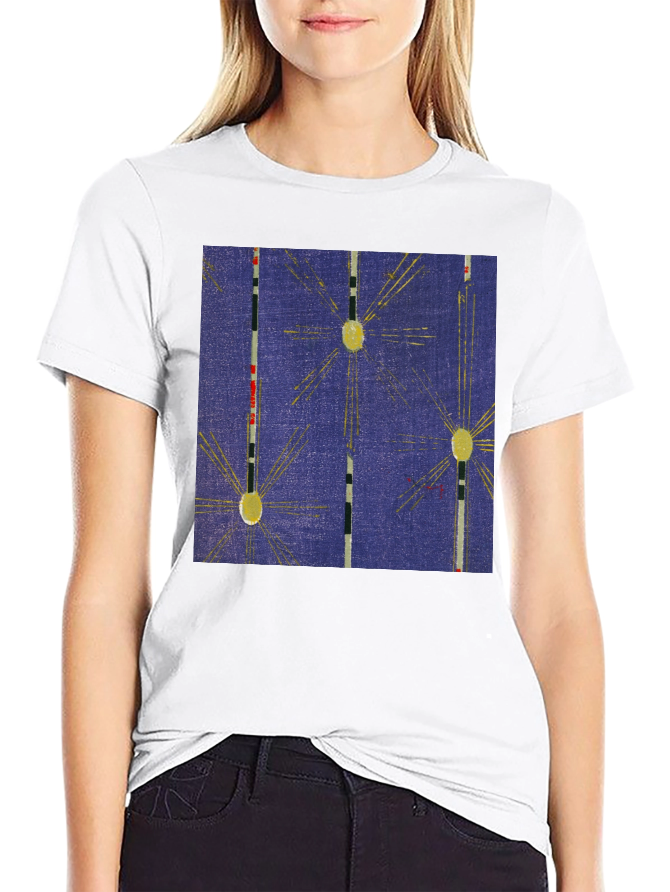 Retro Pattern Black Cotton T-Shirt