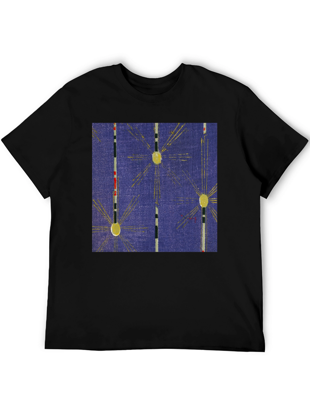 Retro Pattern Black Cotton T-Shirt