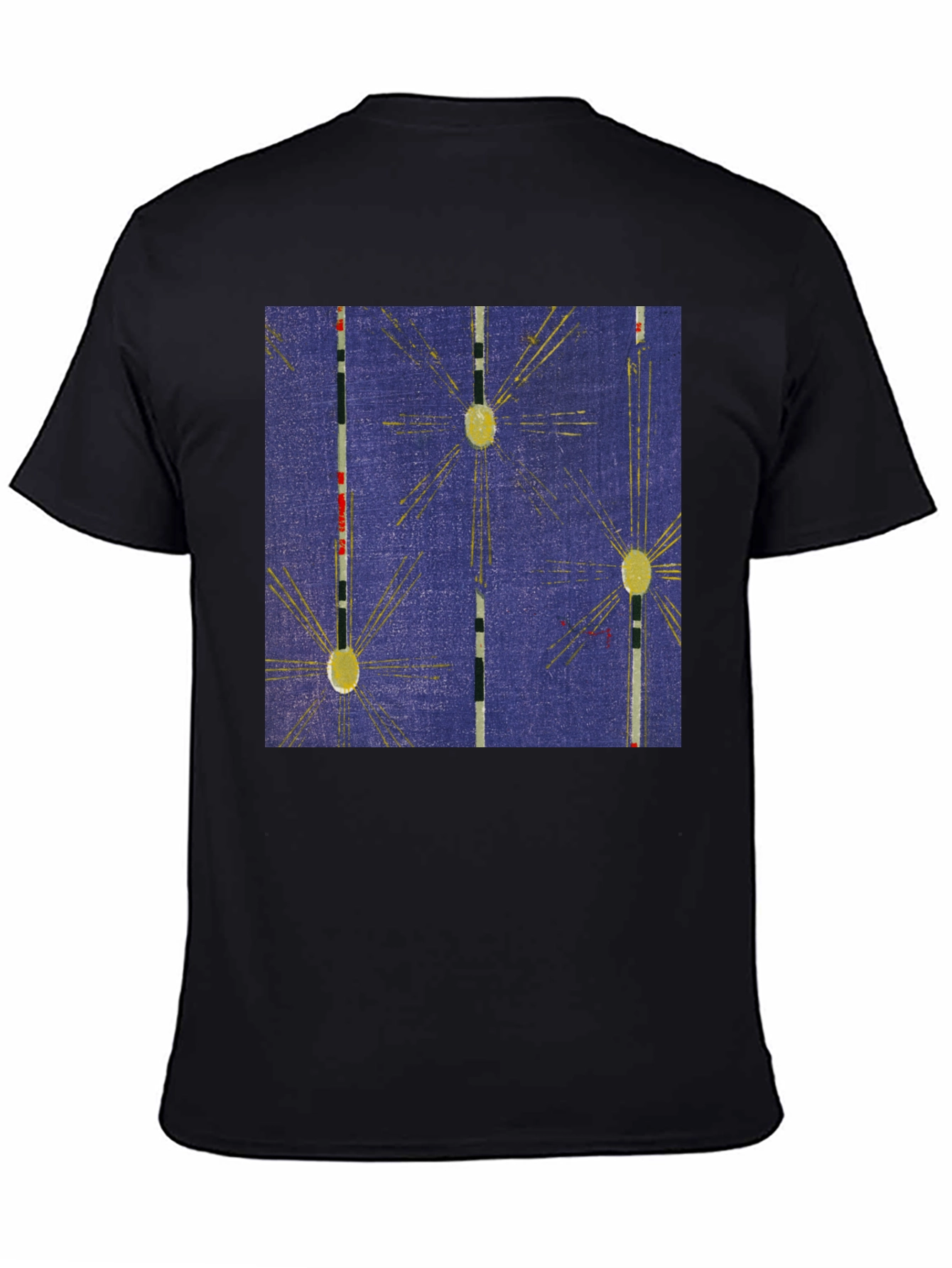 Retro Pattern Black Cotton T-Shirt