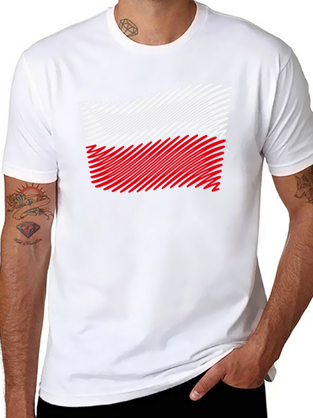 Poland Flag Mens Black T-Shirt