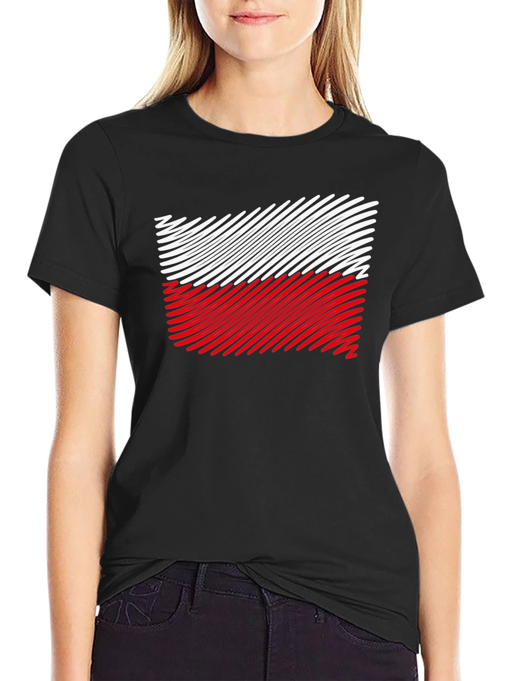 Poland Flag Mens Black T-Shirt