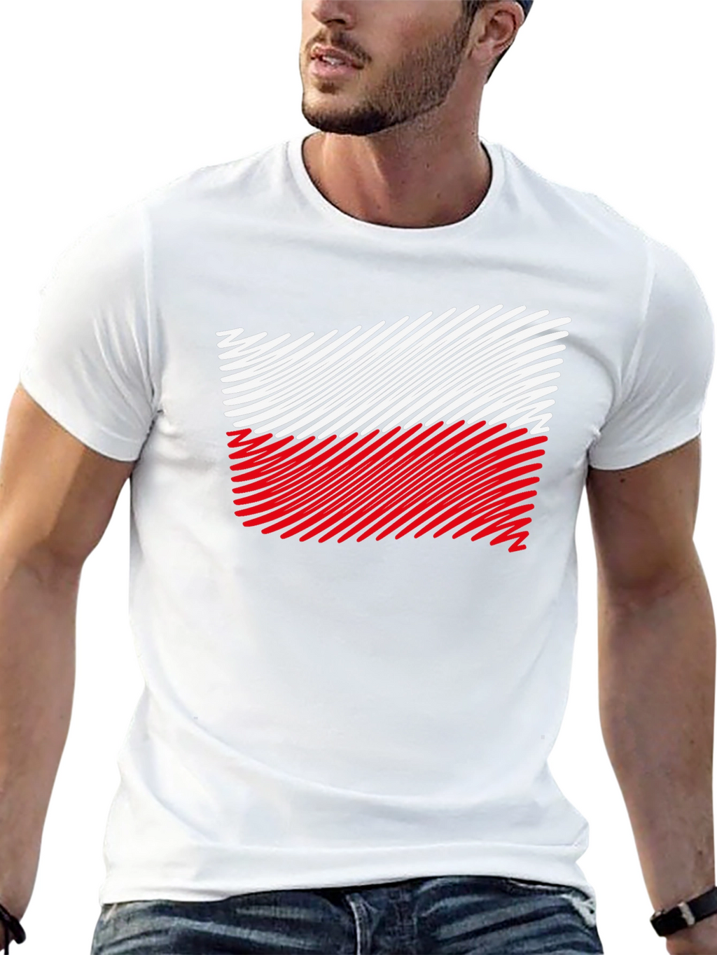 Poland Flag Mens Black T-Shirt