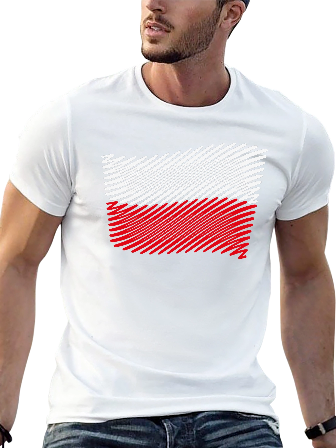 Poland Flag Mens Black T-Shirt