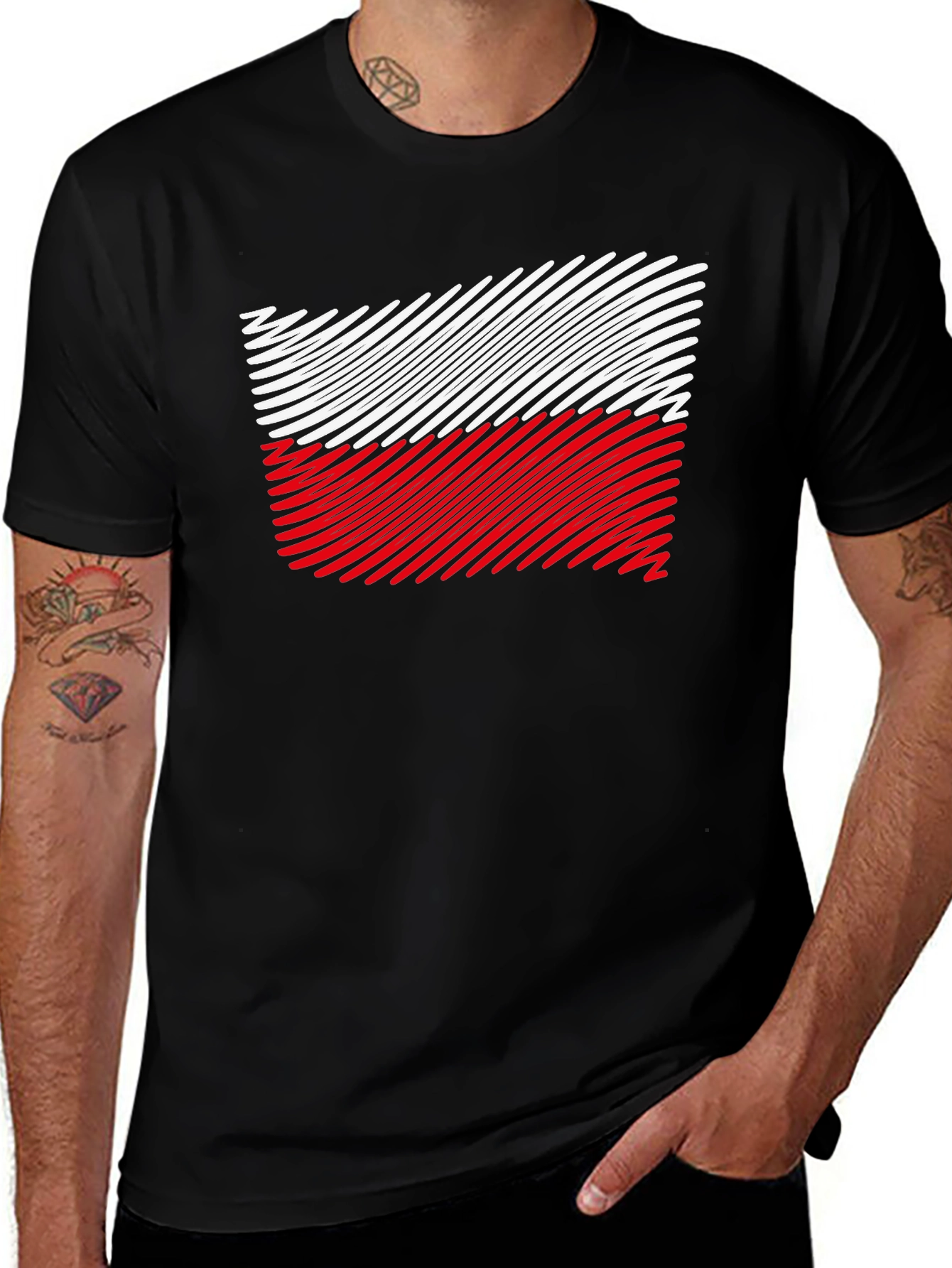 Poland Flag Mens Black T-Shirt