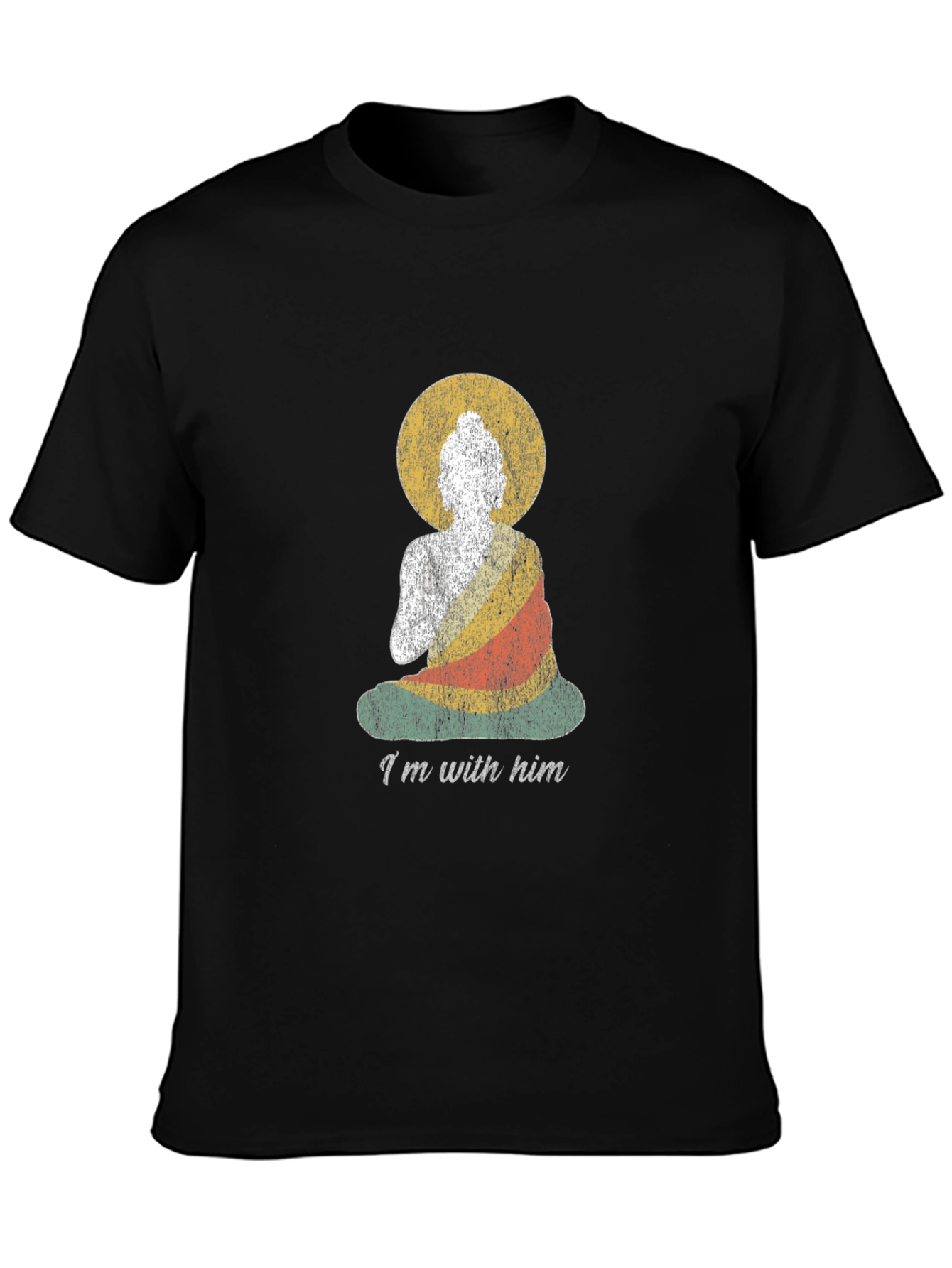 Buddha Graphic Tee - Im With Him Black Cotton T-Shirt