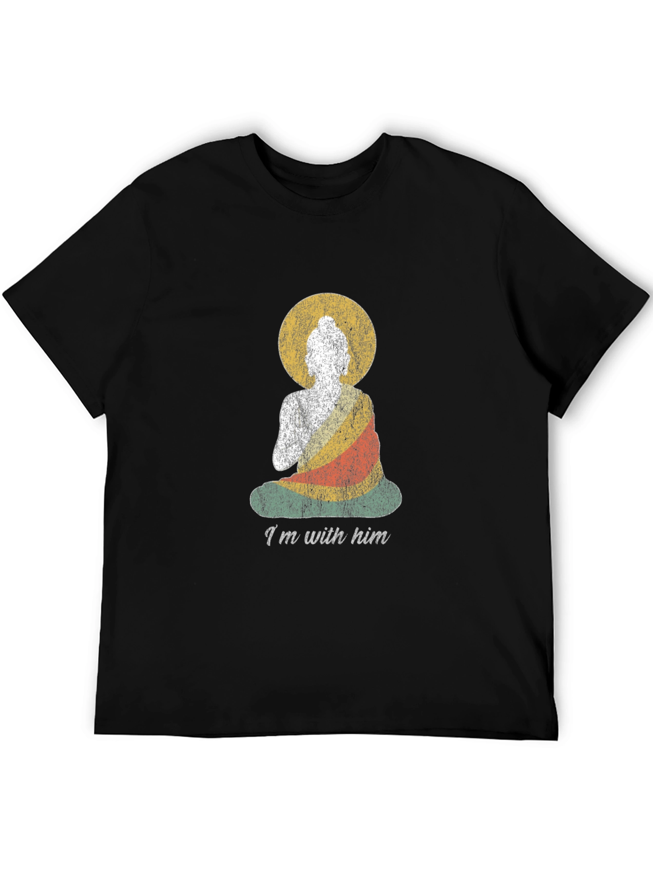 Buddha Graphic Tee - Im With Him Black Cotton T-Shirt