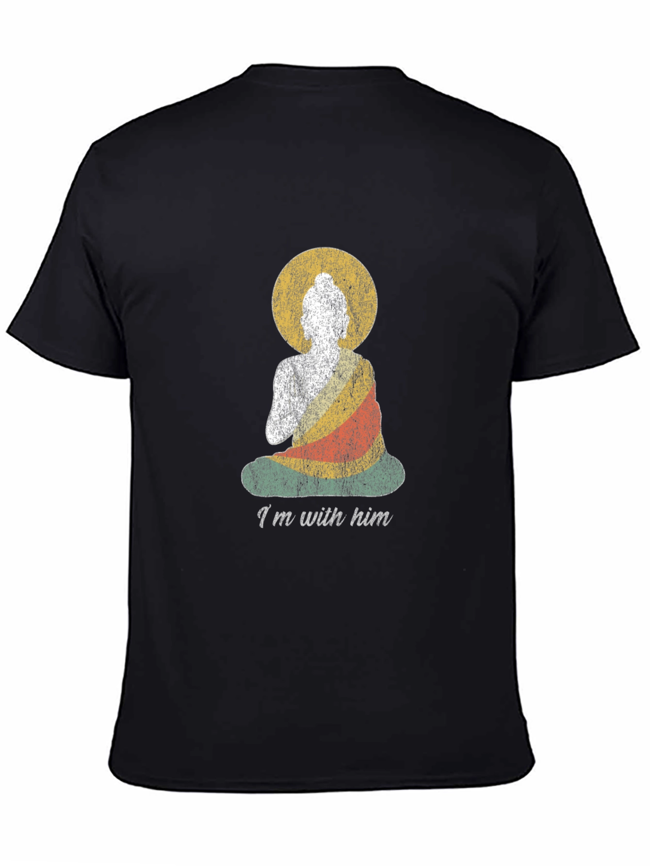 Buddha Graphic Tee - Im With Him Black Cotton T-Shirt