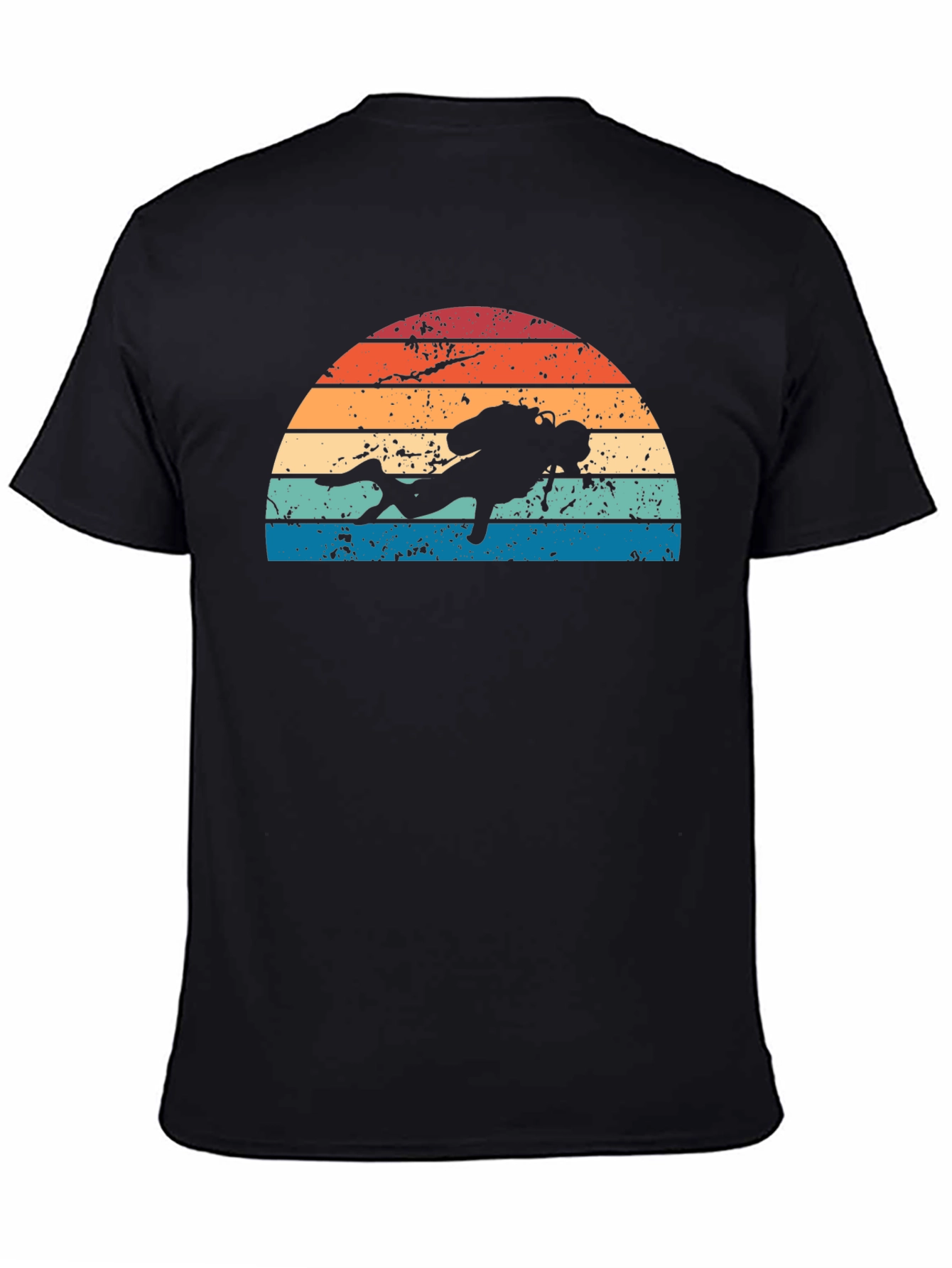 Retro Scuba Diver Sunset Graphic T-Shirt