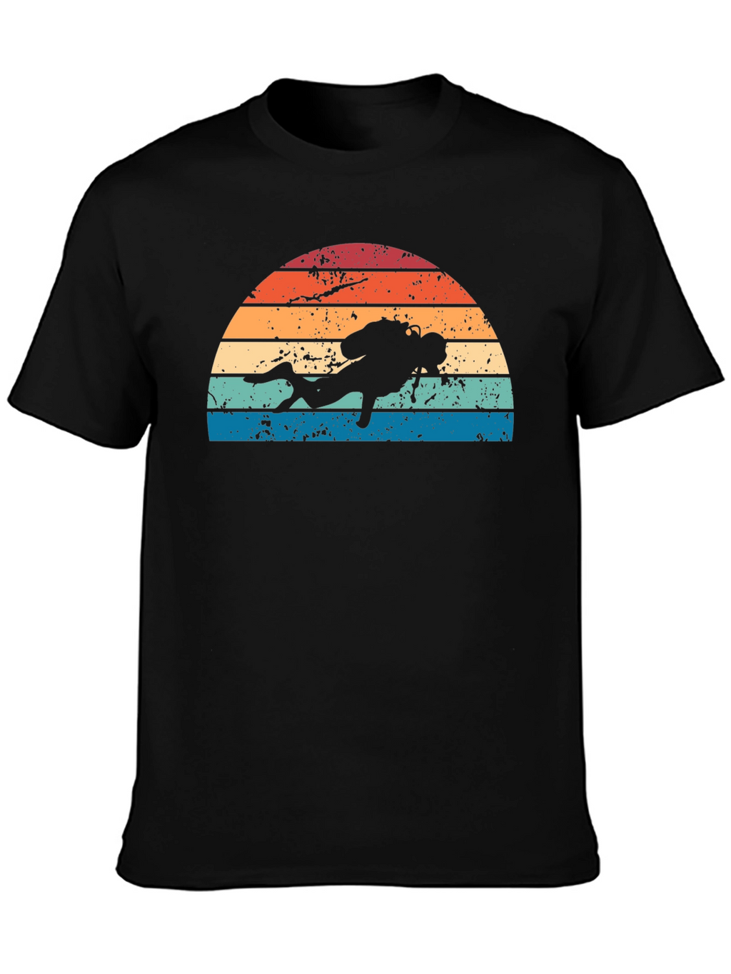 Retro Scuba Diver Sunset Graphic T-Shirt