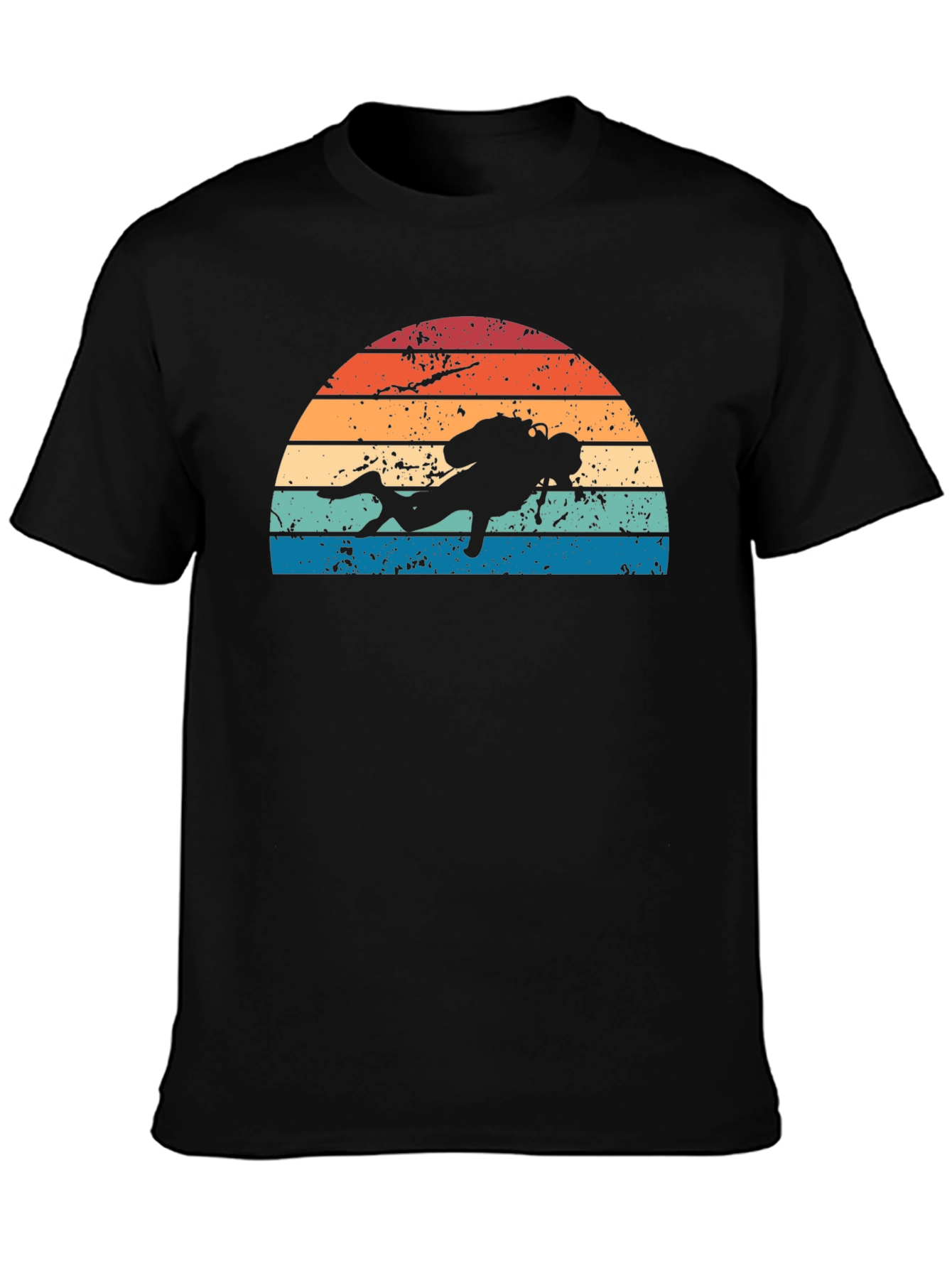 Retro Scuba Diver Sunset Graphic T-Shirt