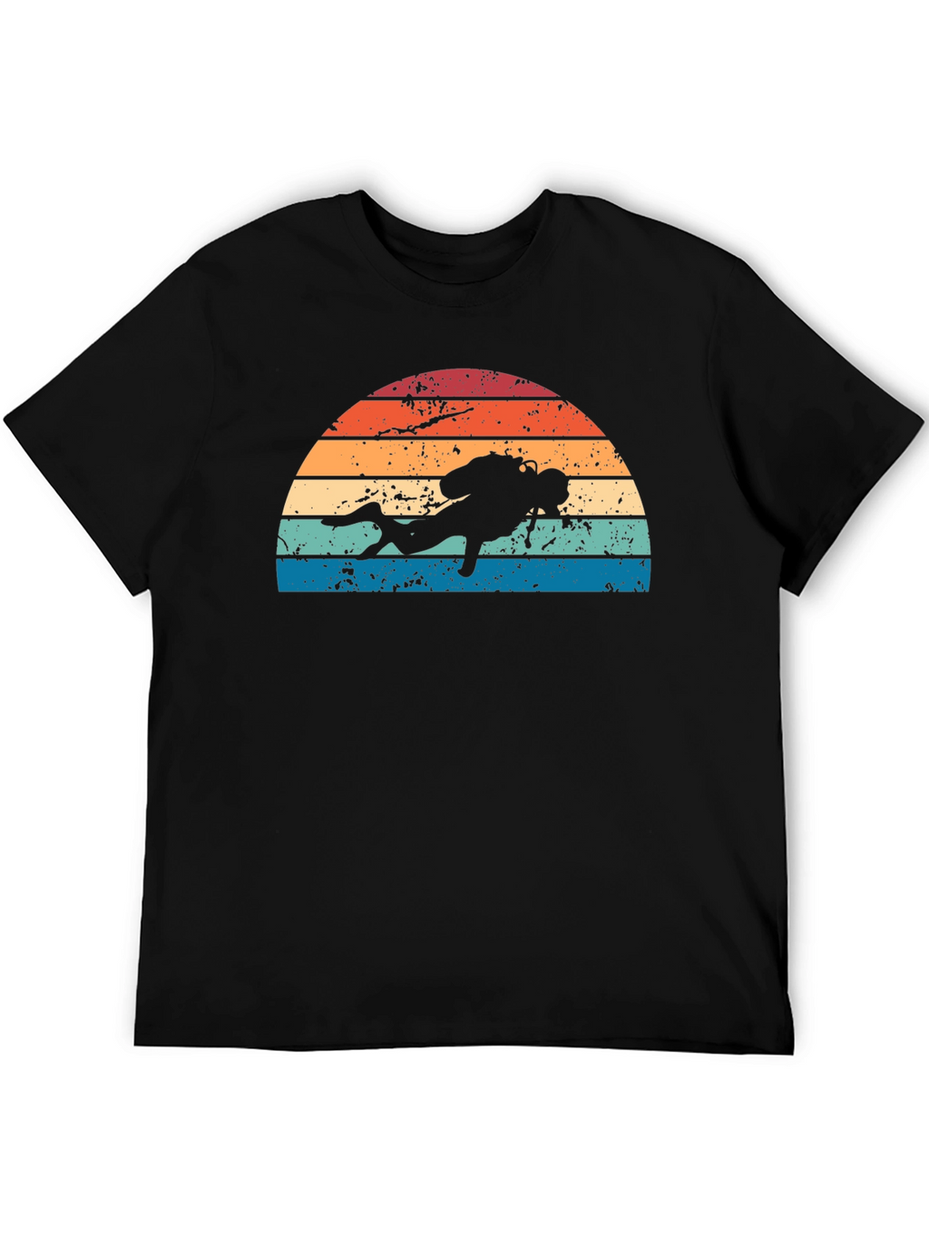 Retro Scuba Diver Sunset Graphic T-Shirt