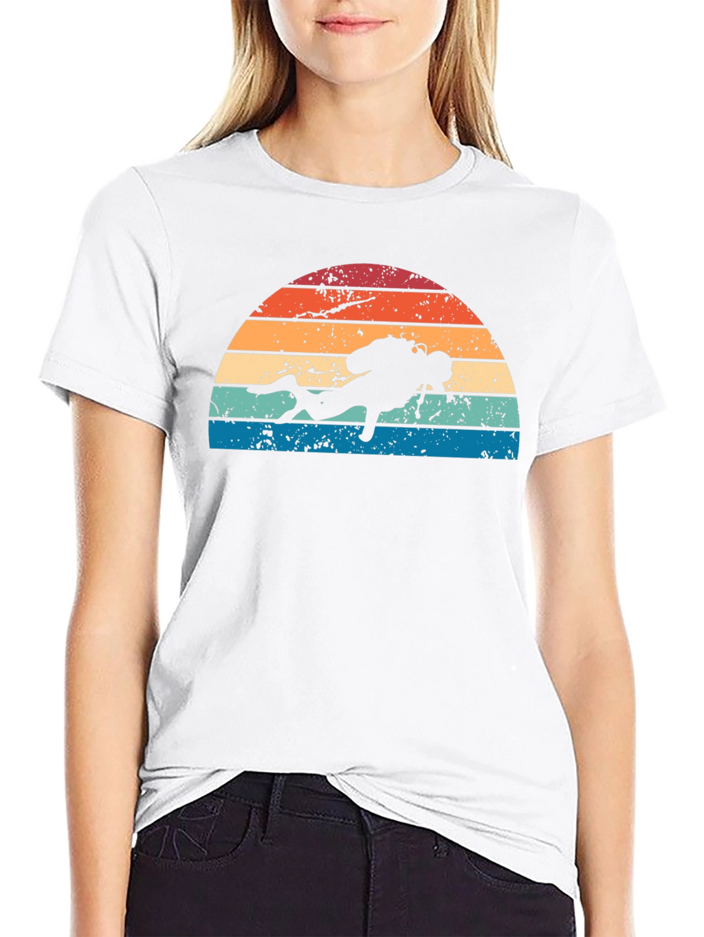 Retro Scuba Diver Sunset Graphic T-Shirt
