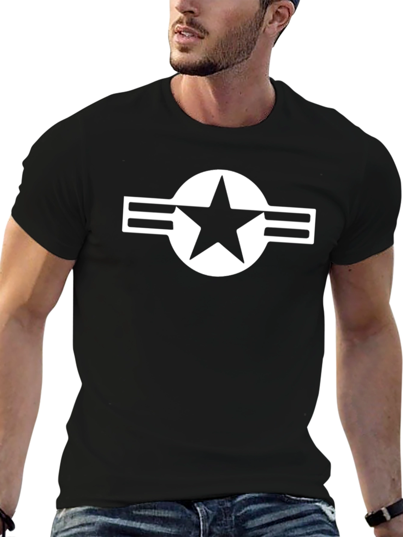Mens Black T-Shirt with Air Force Logo