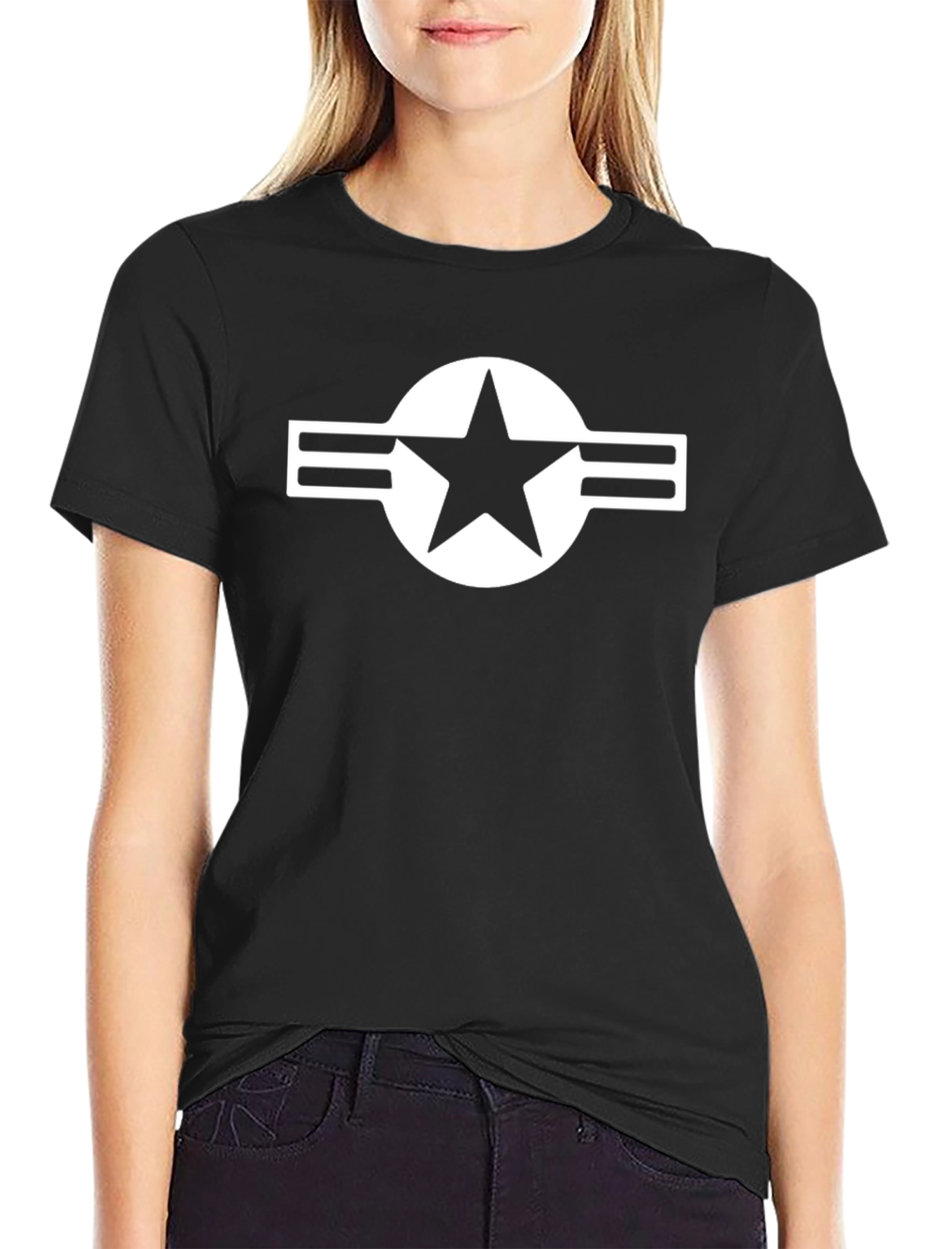 Mens Black T-Shirt with Air Force Logo