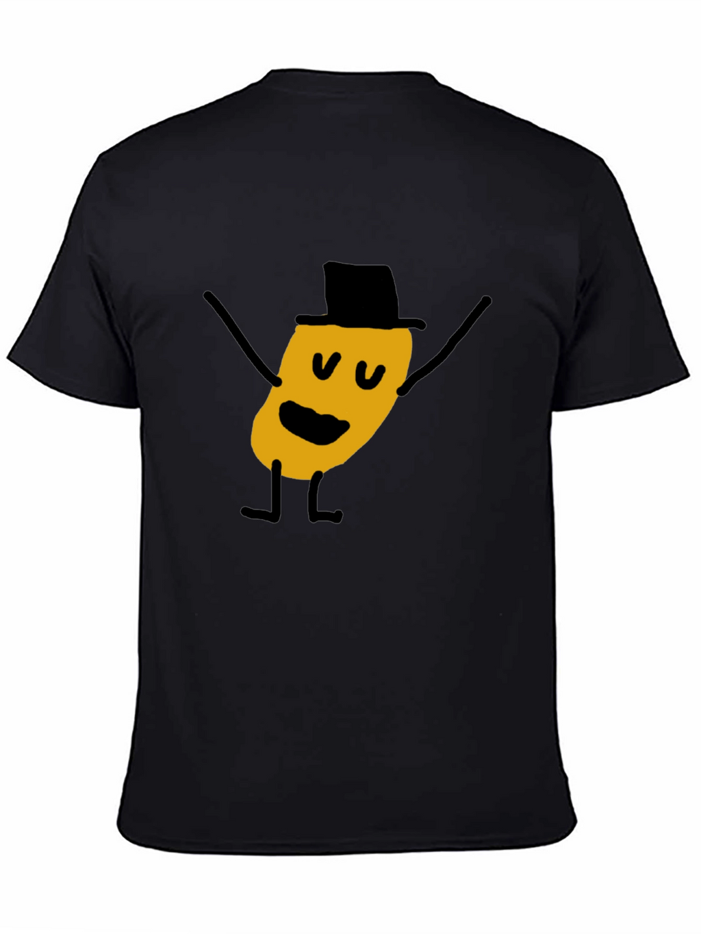 Whimsical Cartoon Character Black T-Shirt