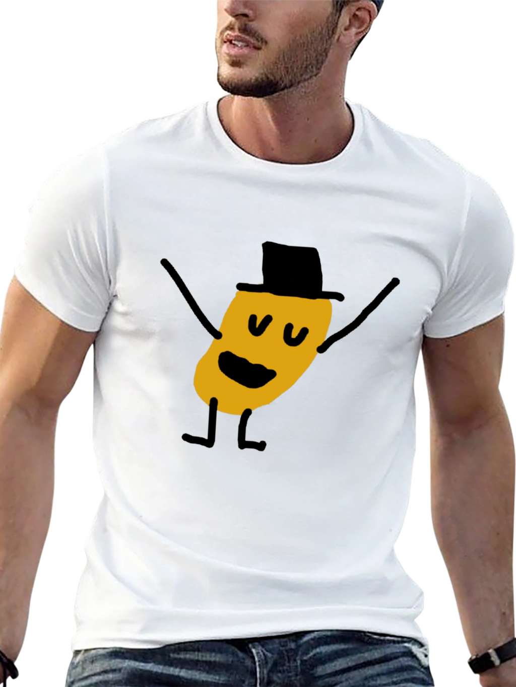 Whimsical Cartoon Character Black T-Shirt