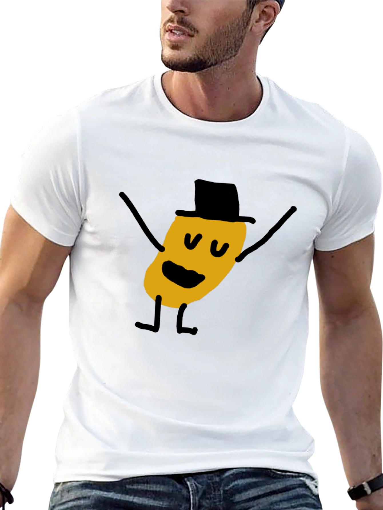 Whimsical Cartoon Character Black T-Shirt