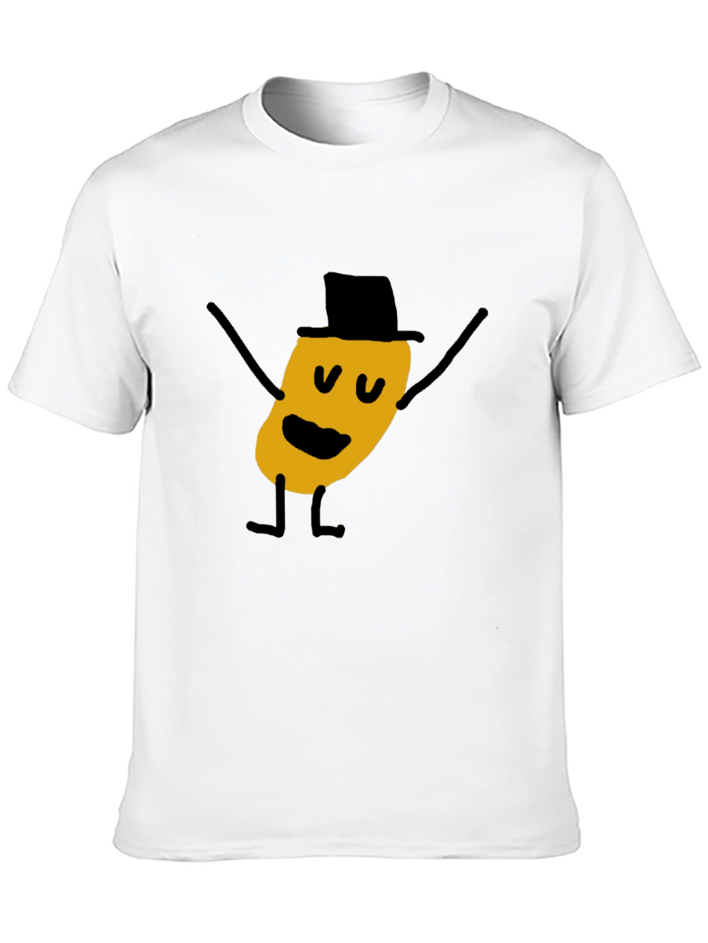Whimsical Cartoon Character Black T-Shirt