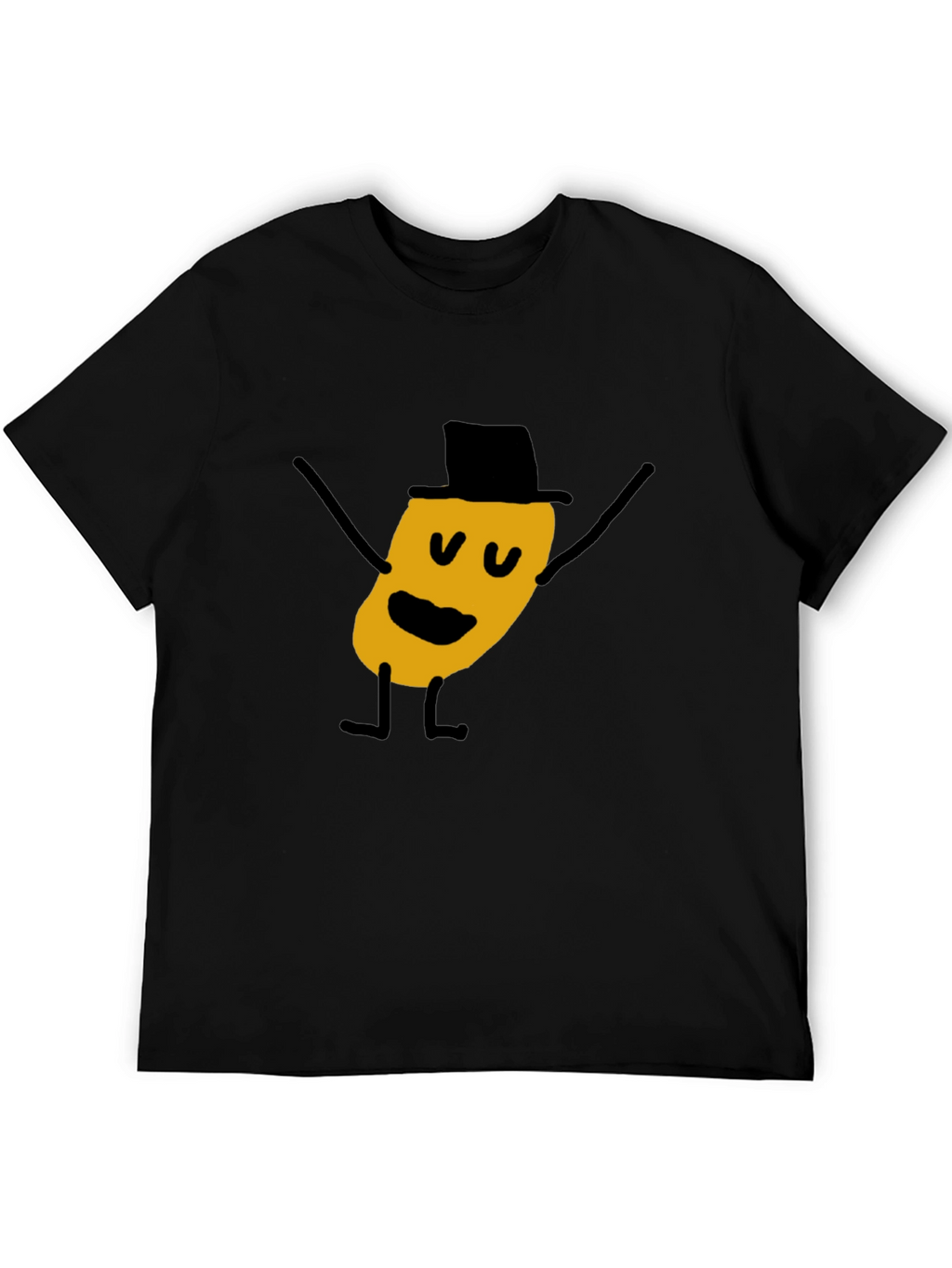 Whimsical Cartoon Character Black T-Shirt
